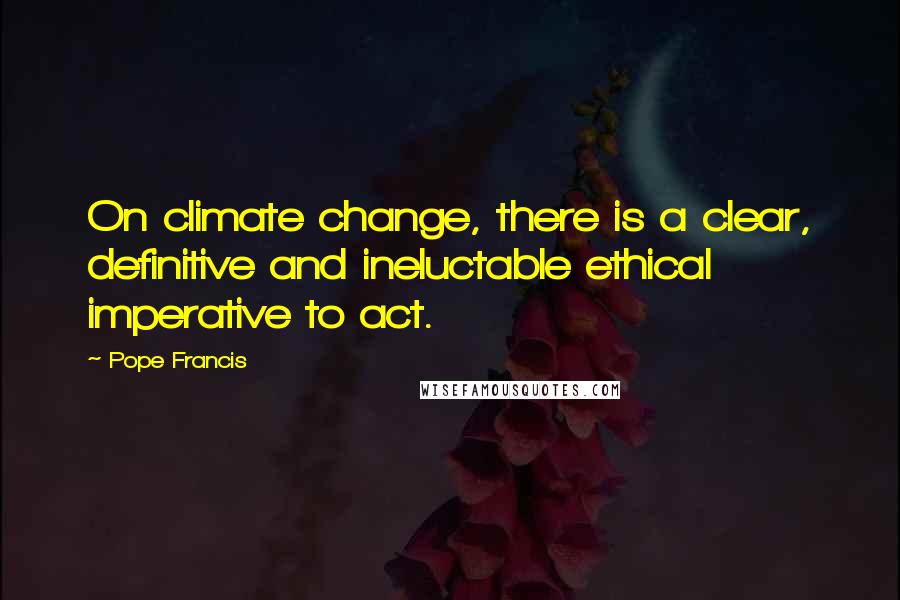 Pope Francis Quotes: On climate change, there is a clear, definitive and ineluctable ethical imperative to act.