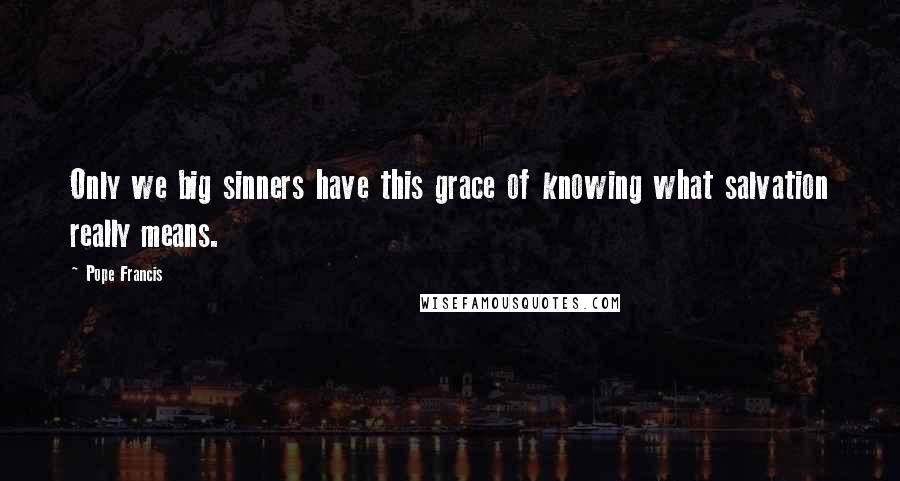 Pope Francis Quotes: Only we big sinners have this grace of knowing what salvation really means.