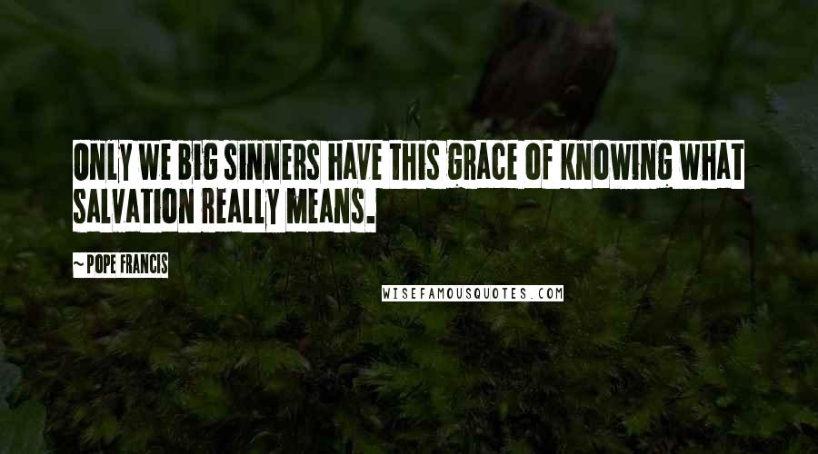 Pope Francis Quotes: Only we big sinners have this grace of knowing what salvation really means.