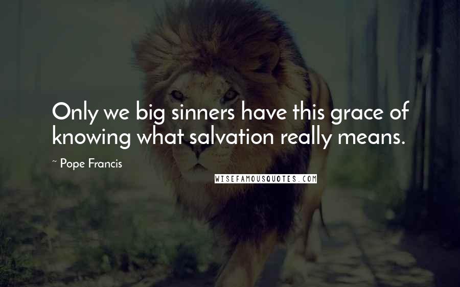 Pope Francis Quotes: Only we big sinners have this grace of knowing what salvation really means.