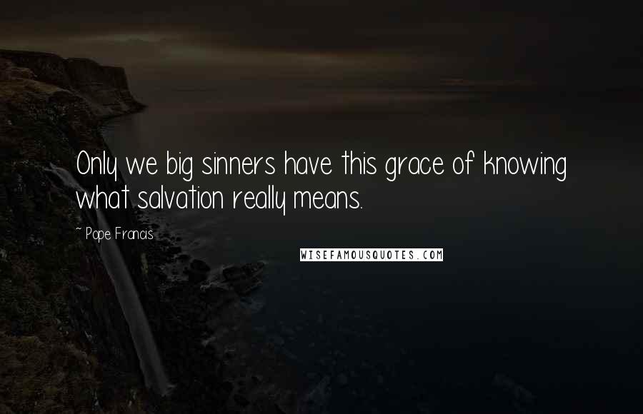 Pope Francis Quotes: Only we big sinners have this grace of knowing what salvation really means.