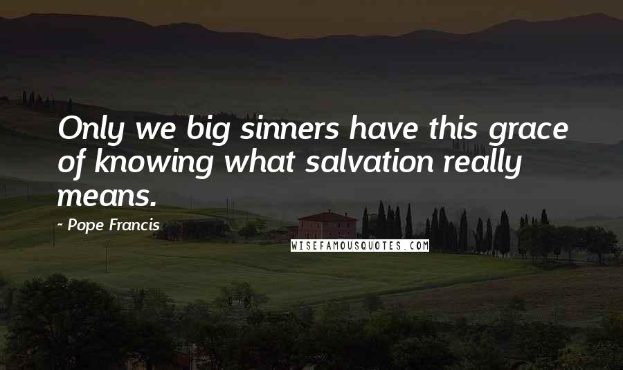 Pope Francis Quotes: Only we big sinners have this grace of knowing what salvation really means.