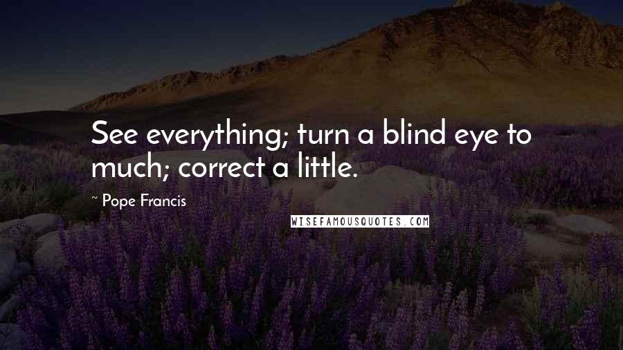 Pope Francis Quotes: See everything; turn a blind eye to much; correct a little.