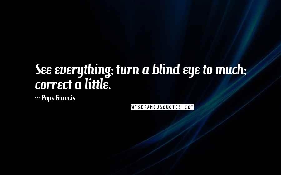 Pope Francis Quotes: See everything; turn a blind eye to much; correct a little.