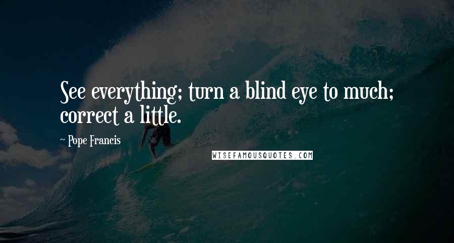 Pope Francis Quotes: See everything; turn a blind eye to much; correct a little.