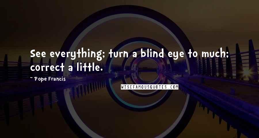 Pope Francis Quotes: See everything; turn a blind eye to much; correct a little.