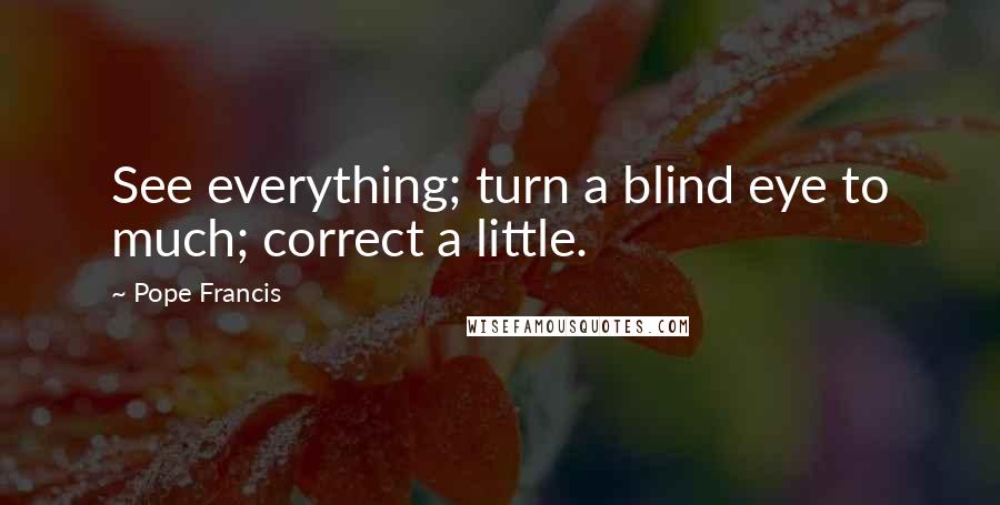 Pope Francis Quotes: See everything; turn a blind eye to much; correct a little.