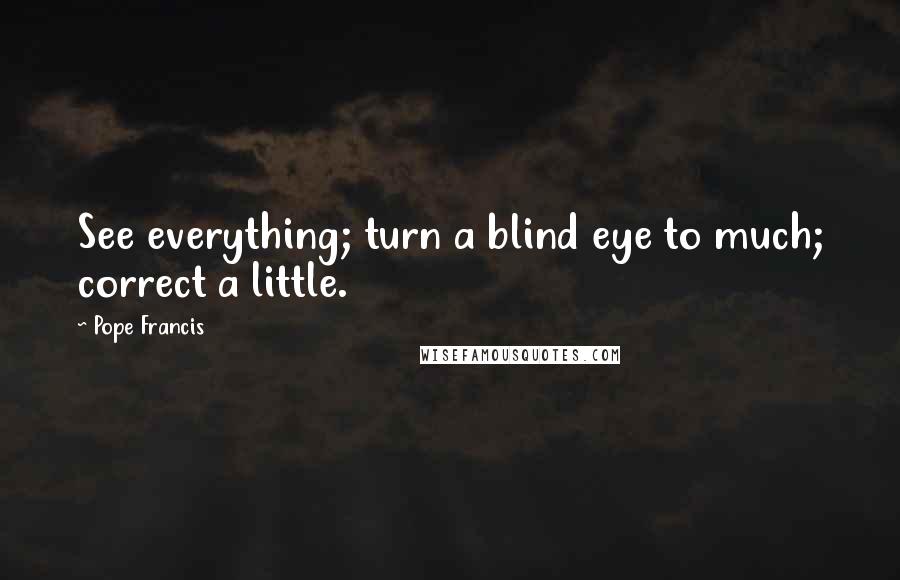 Pope Francis Quotes: See everything; turn a blind eye to much; correct a little.