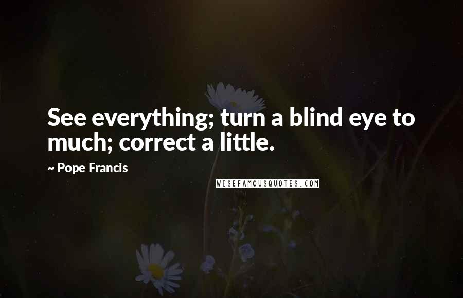 Pope Francis Quotes: See everything; turn a blind eye to much; correct a little.