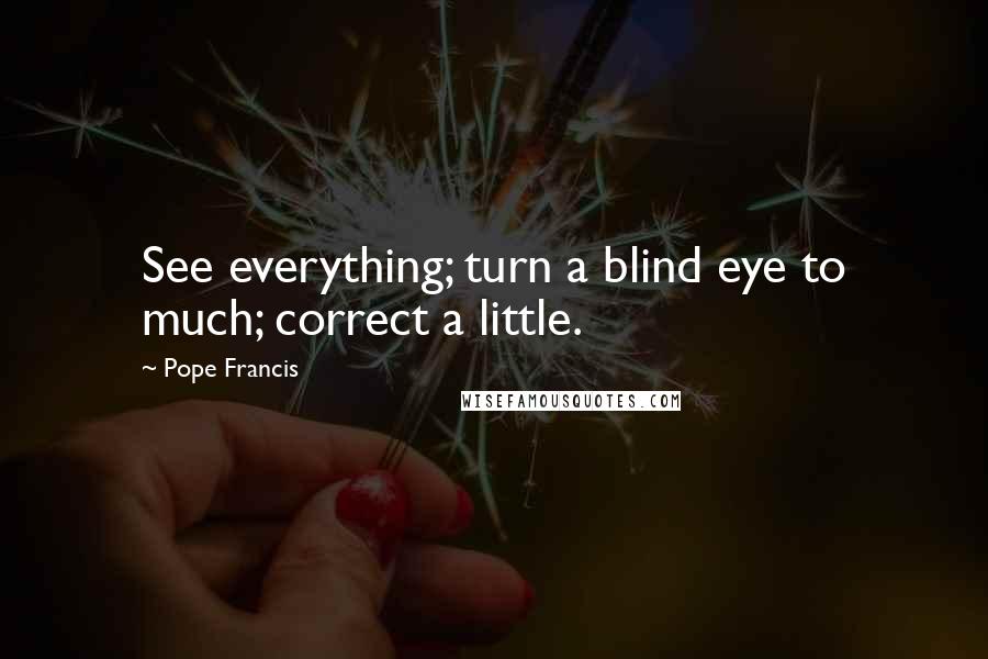 Pope Francis Quotes: See everything; turn a blind eye to much; correct a little.