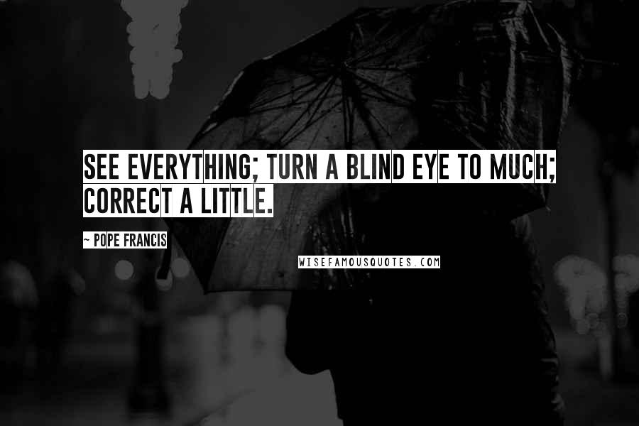 Pope Francis Quotes: See everything; turn a blind eye to much; correct a little.