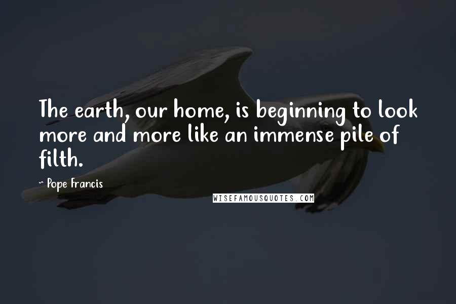 Pope Francis Quotes: The earth, our home, is beginning to look more and more like an immense pile of filth.