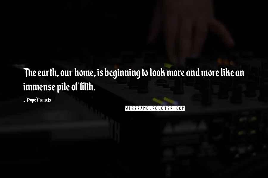 Pope Francis Quotes: The earth, our home, is beginning to look more and more like an immense pile of filth.