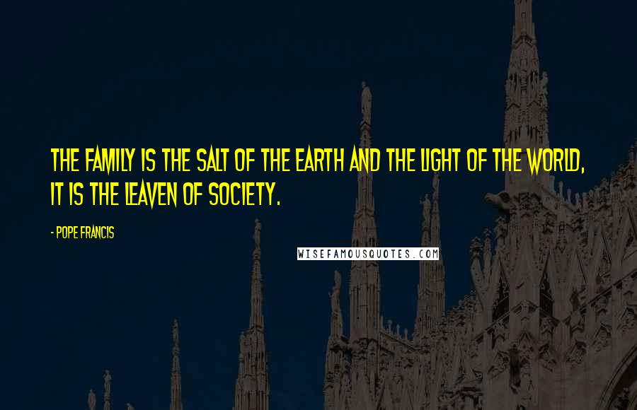 Pope Francis Quotes: The Family is the salt of the earth and the light of the world, it is the leaven of society.