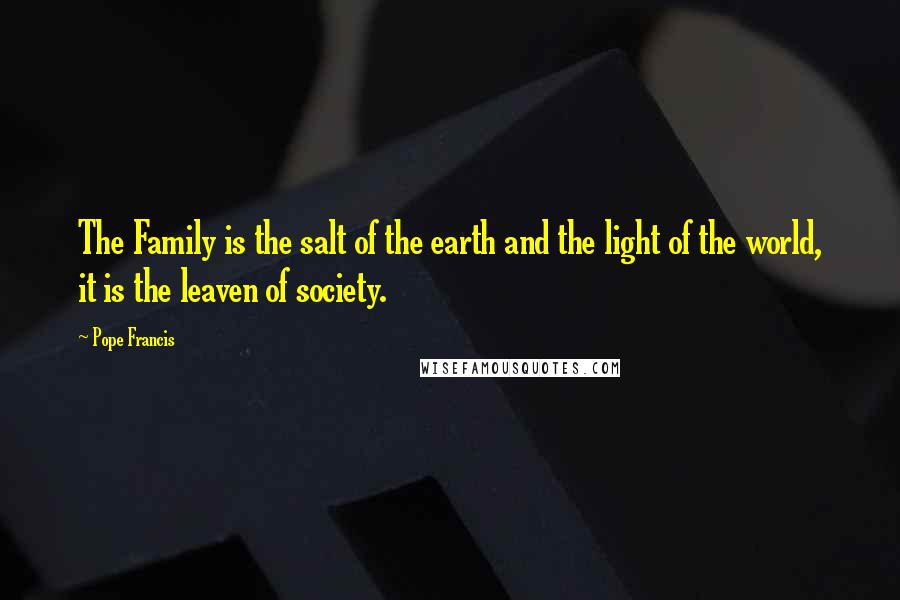 Pope Francis Quotes: The Family is the salt of the earth and the light of the world, it is the leaven of society.