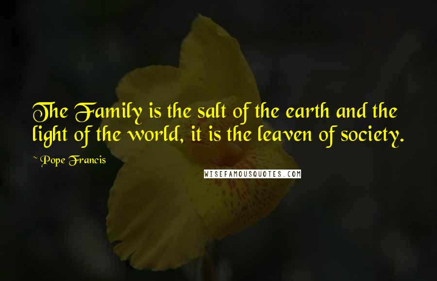 Pope Francis Quotes: The Family is the salt of the earth and the light of the world, it is the leaven of society.