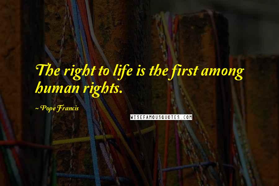 Pope Francis Quotes: The right to life is the first among human rights.