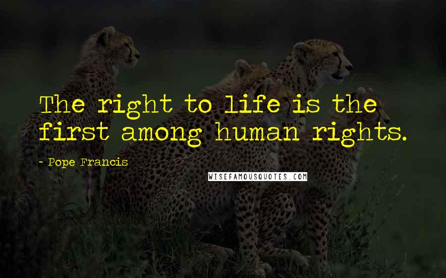 Pope Francis Quotes: The right to life is the first among human rights.