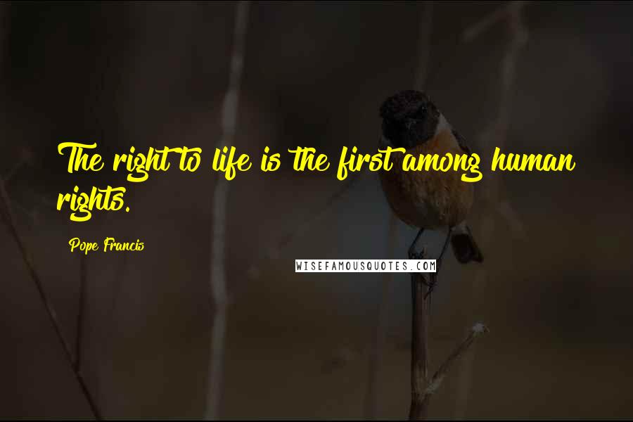 Pope Francis Quotes: The right to life is the first among human rights.