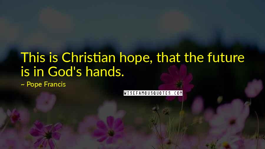 Pope Francis Quotes: This is Christian hope, that the future is in God's hands.