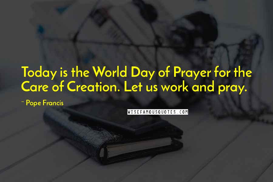 Pope Francis Quotes: Today is the World Day of Prayer for the Care of Creation. Let us work and pray.