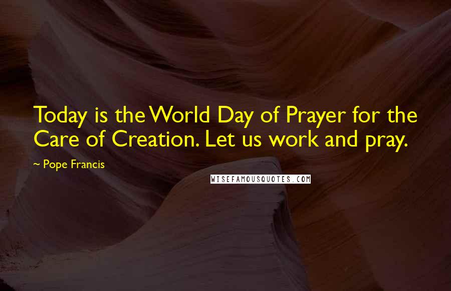 Pope Francis Quotes: Today is the World Day of Prayer for the Care of Creation. Let us work and pray.