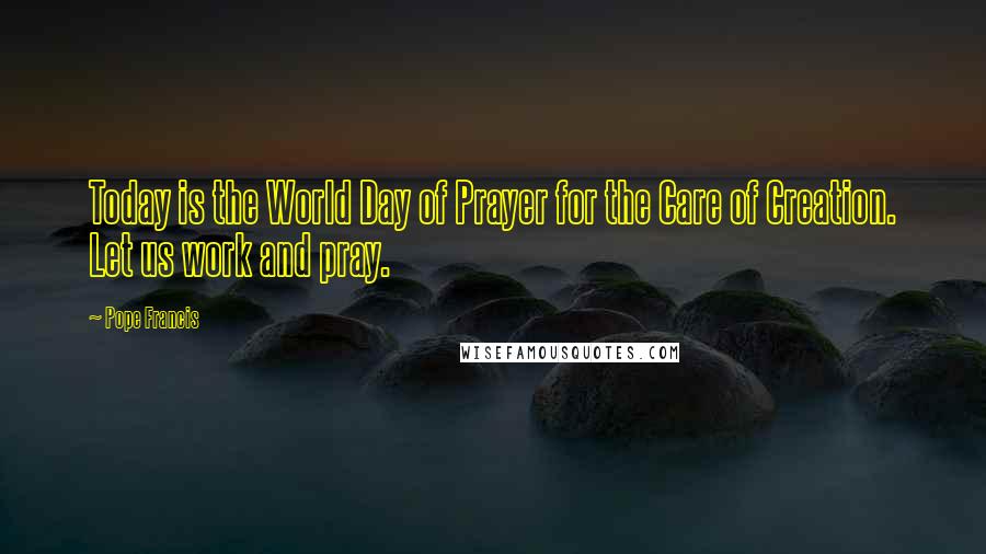 Pope Francis Quotes: Today is the World Day of Prayer for the Care of Creation. Let us work and pray.