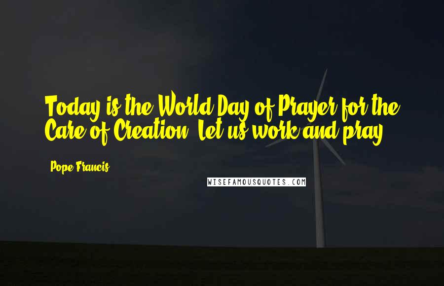 Pope Francis Quotes: Today is the World Day of Prayer for the Care of Creation. Let us work and pray.