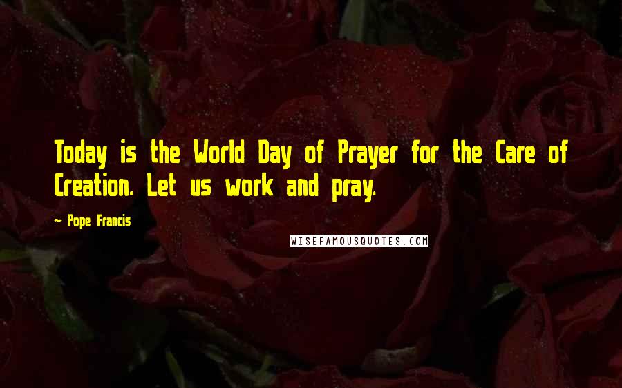 Pope Francis Quotes: Today is the World Day of Prayer for the Care of Creation. Let us work and pray.