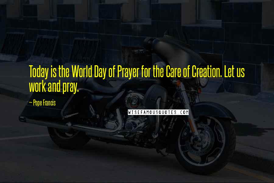 Pope Francis Quotes: Today is the World Day of Prayer for the Care of Creation. Let us work and pray.