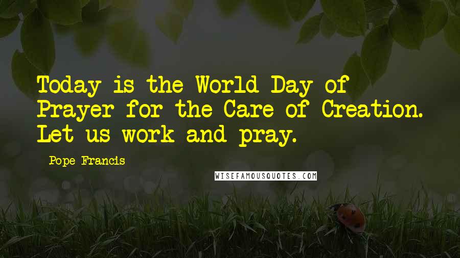 Pope Francis Quotes: Today is the World Day of Prayer for the Care of Creation. Let us work and pray.