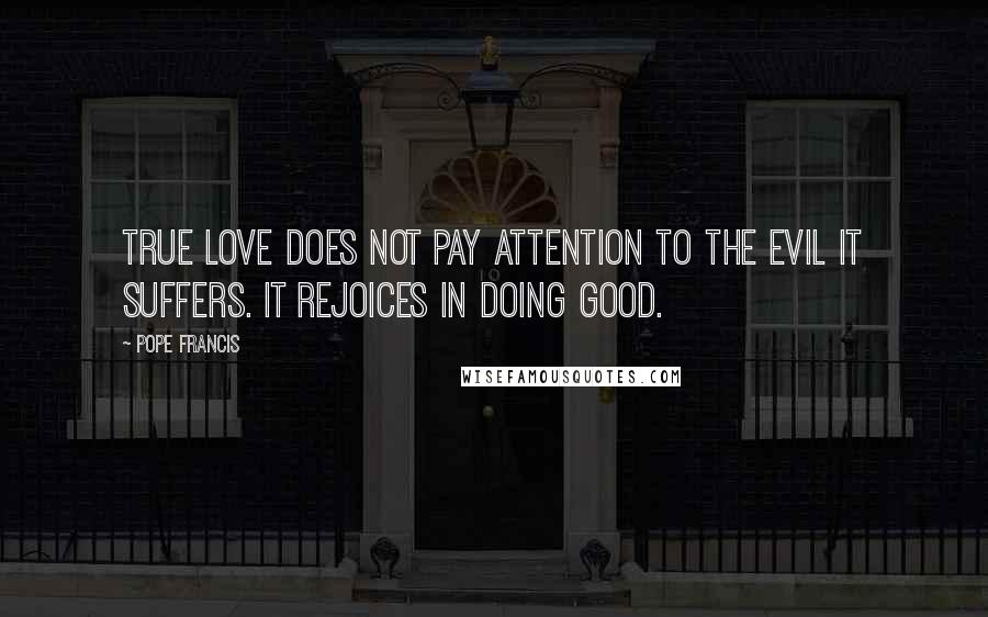 Pope Francis Quotes: True love does not pay attention to the evil it suffers. It rejoices in doing good.