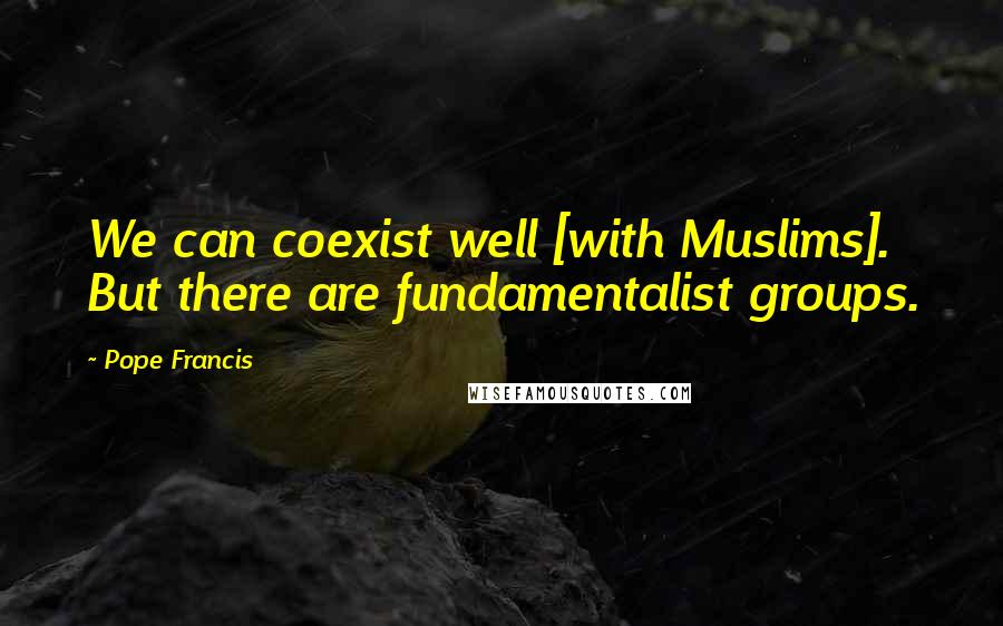 Pope Francis Quotes: We can coexist well [with Muslims]. But there are fundamentalist groups.