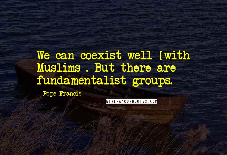 Pope Francis Quotes: We can coexist well [with Muslims]. But there are fundamentalist groups.