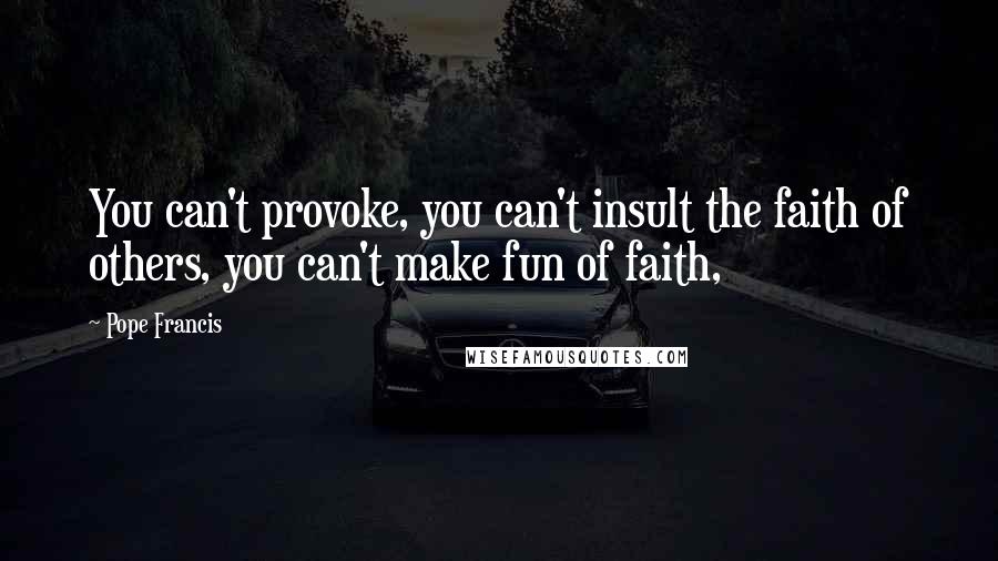 Pope Francis Quotes: You can't provoke, you can't insult the faith of others, you can't make fun of faith,