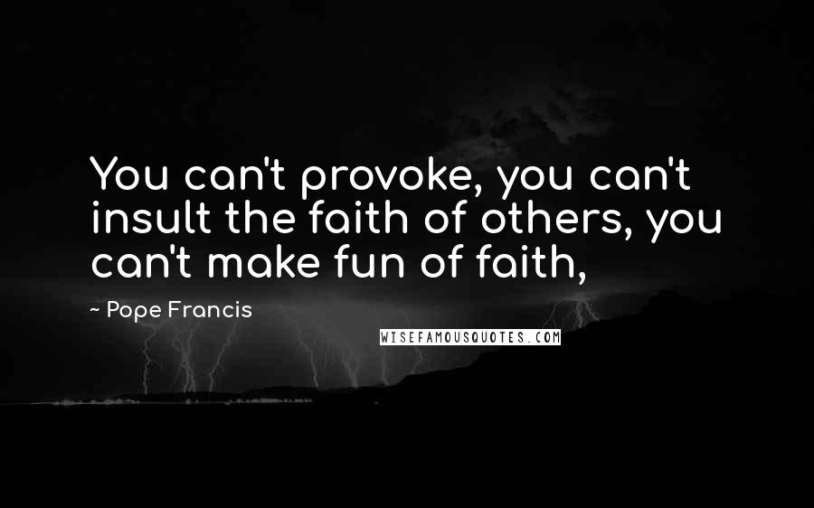 Pope Francis Quotes: You can't provoke, you can't insult the faith of others, you can't make fun of faith,