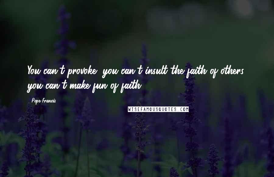 Pope Francis Quotes: You can't provoke, you can't insult the faith of others, you can't make fun of faith,