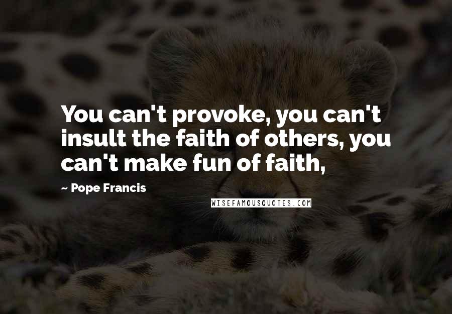 Pope Francis Quotes: You can't provoke, you can't insult the faith of others, you can't make fun of faith,