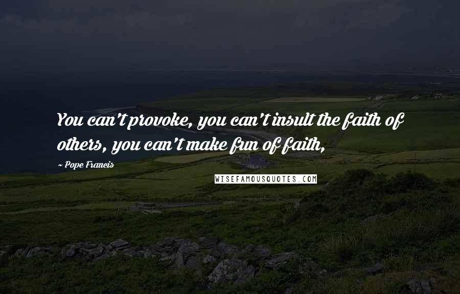 Pope Francis Quotes: You can't provoke, you can't insult the faith of others, you can't make fun of faith,