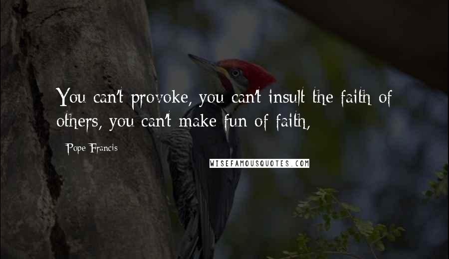Pope Francis Quotes: You can't provoke, you can't insult the faith of others, you can't make fun of faith,