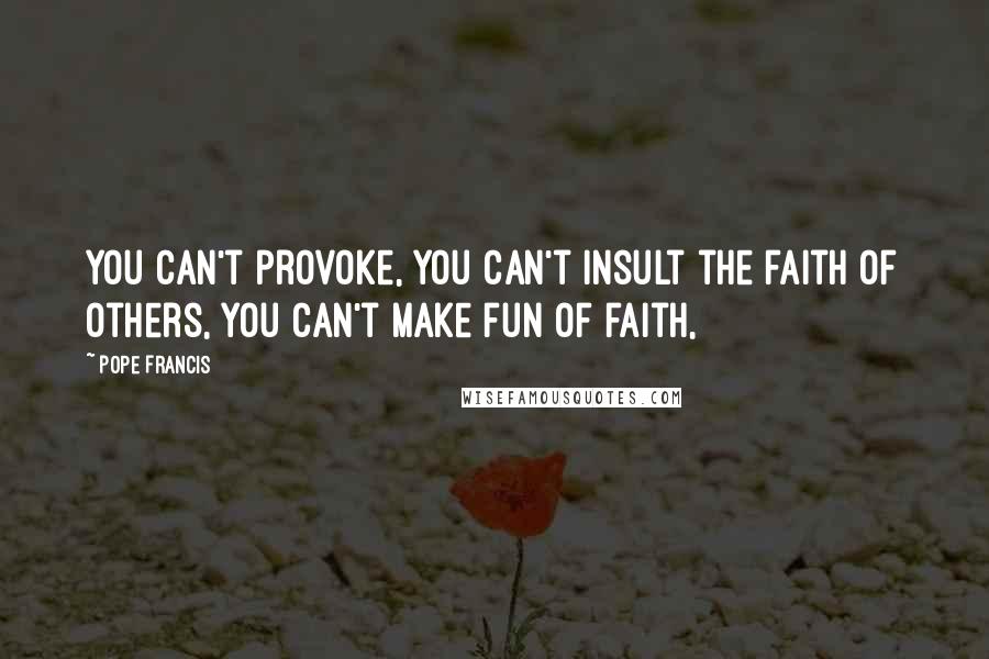 Pope Francis Quotes: You can't provoke, you can't insult the faith of others, you can't make fun of faith,