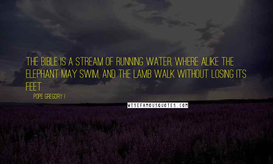 Pope Gregory I Quotes: The Bible is a stream of running water, where alike the elephant may swim, and the lamb walk without losing its feet.
