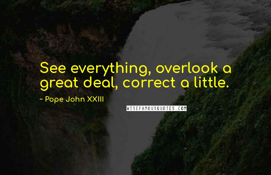 Pope John XXIII Quotes: See everything, overlook a great deal, correct a little.