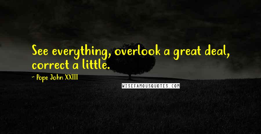 Pope John XXIII Quotes: See everything, overlook a great deal, correct a little.
