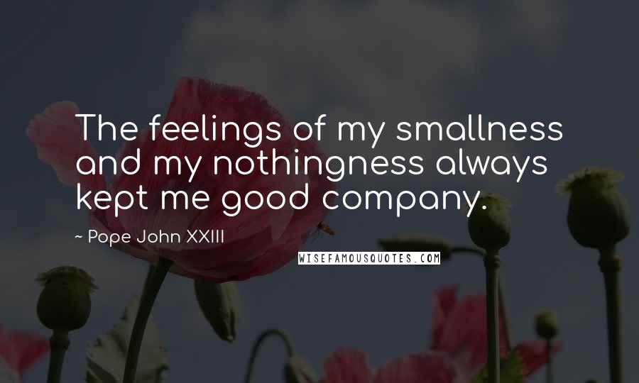 Pope John XXIII Quotes: The feelings of my smallness and my nothingness always kept me good company.