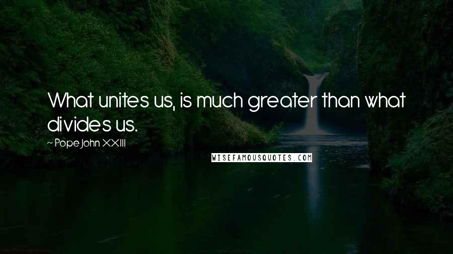Pope John XXIII Quotes: What unites us, is much greater than what divides us.