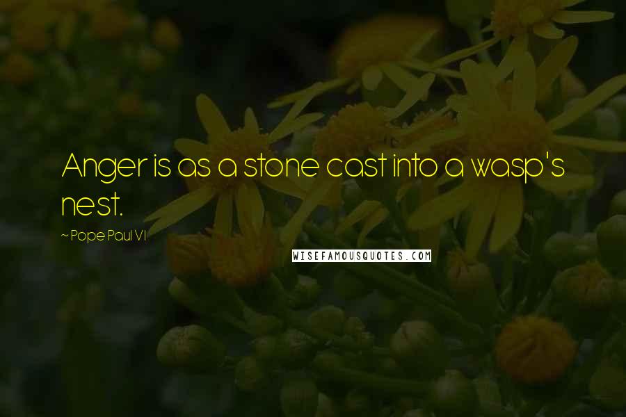 Pope Paul VI Quotes: Anger is as a stone cast into a wasp's nest.