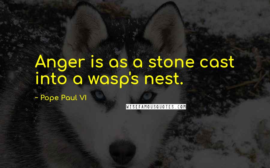 Pope Paul VI Quotes: Anger is as a stone cast into a wasp's nest.