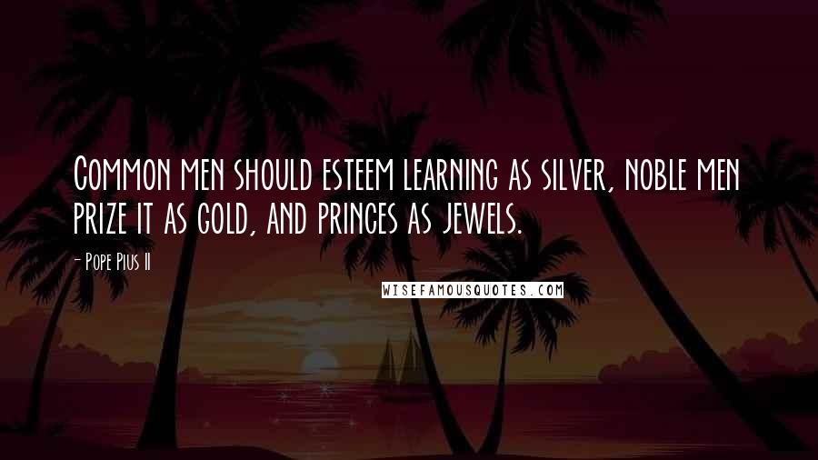 Pope Pius II Quotes: Common men should esteem learning as silver, noble men prize it as gold, and princes as jewels.