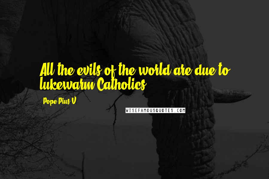 Pope Pius V Quotes: All the evils of the world are due to lukewarm Catholics.